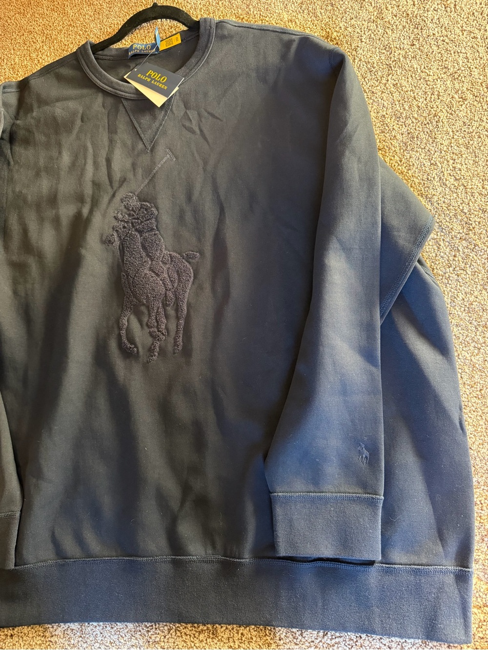 NWT Polo Ralph Lauren Big Pony Double-Knit Crewneck Sweatshirt 3XB Navy - Picture 8 of 9